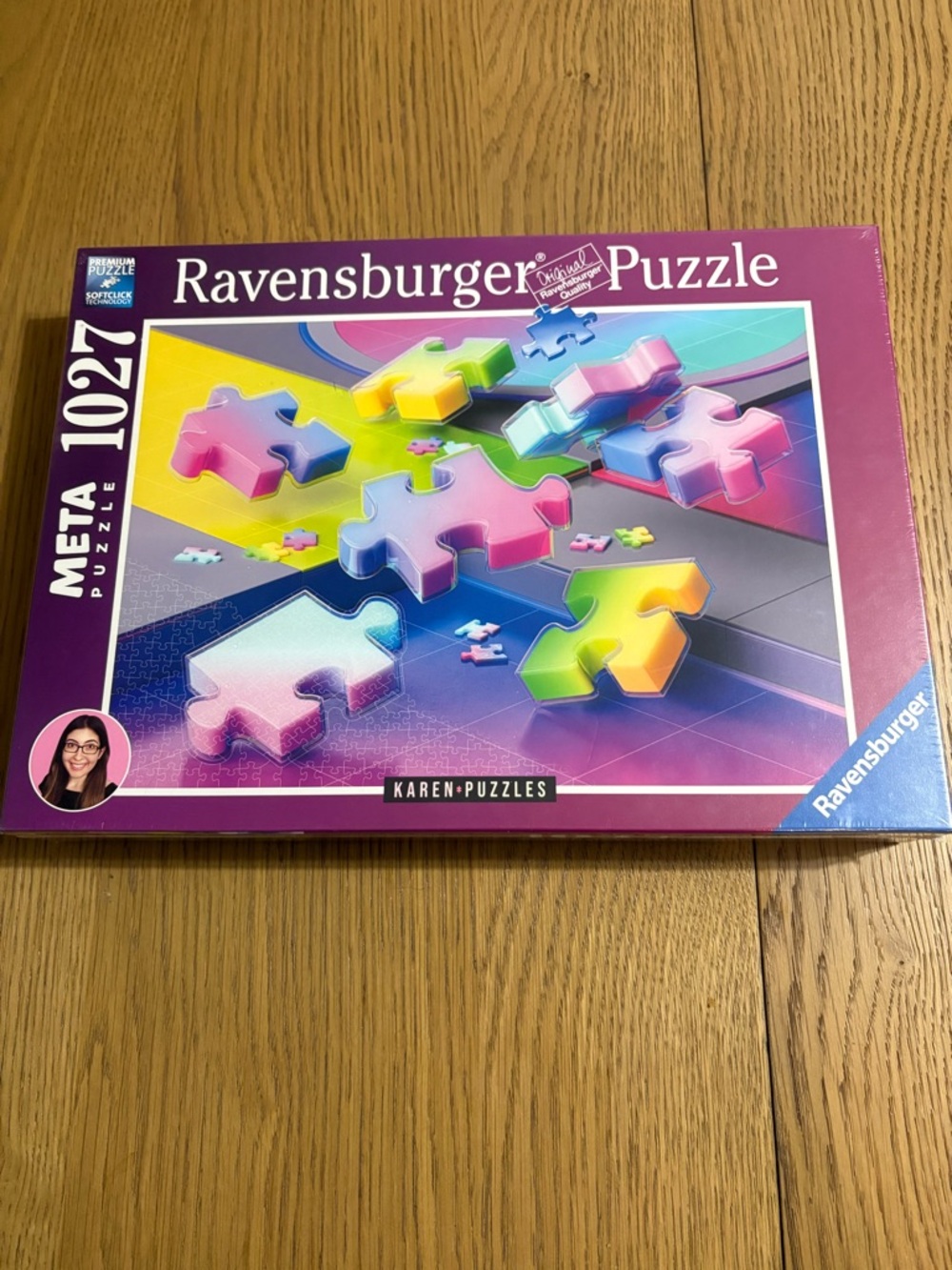 Ravensburger Puzzle with Pink Purple Blue Green Yellow Pieces